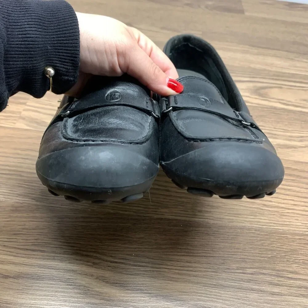 Merrell Plaza Glide Loafers Women's Size‎ 9.5 Black Leather Shoes Wedge